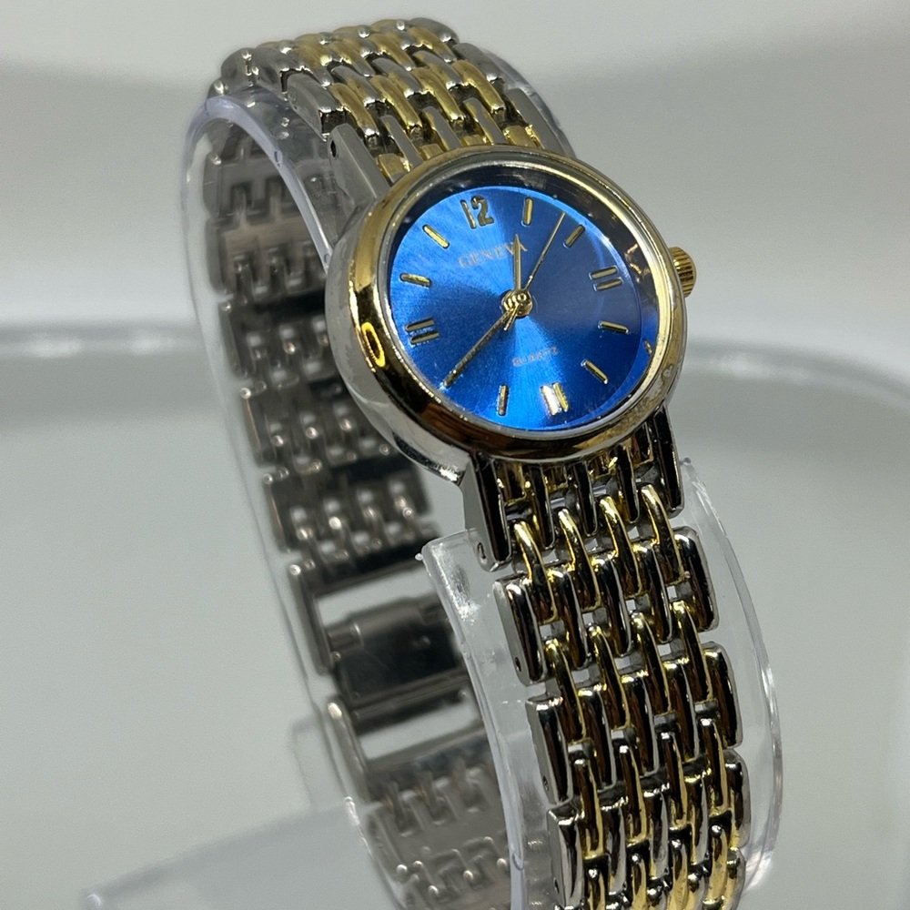 GENEVA! Beautiful, silver, and gold tone with Rich blue dial!!